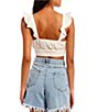 Color:White - Image 2 - Ruffle Strap Swiss Dot Cropped Tank Top