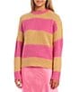 Color:Pink Multi - Image 1 - Rugby Stripe Crew Neck Sweater