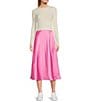 GB Satin Midi Skirt, Color:Fusion Pink - Image 3