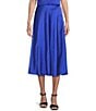 GB Satin Midi Skirt, Color:Blue - Image 1