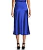 GB Satin Midi Skirt, Color:Blue - Image 2