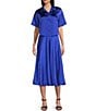 GB Satin Midi Skirt, Color:Blue - Image 3