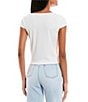 Color:Ivory - Image 2 - Scoop Neck Cap Sleeve Ribbed Knit T-Shirt
