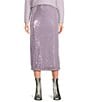 GB Sequin Back-Slit Midi Skirt, Color:Lilac - Image 1