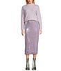 GB Sequin Back-Slit Midi Skirt, Color:Lilac - Image 3