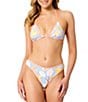 GB Shell Shock Scrunchie Textured Contrast Trim Triangle Halter Swim Top & High Leg Scoop Hipster Swim Bottom - Image 1