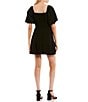 Color:Black - Image 2 - Short Sleeve Double Waist Babydoll Dress
