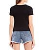 Color:Black - Image 2 - Short Sleeve Ribbed Knit Tee