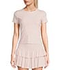 GB Short Sleeve Ribbed Knit Coordinating T-Shirt, Color:Baby Pink - Image 1