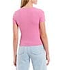 Color:Fusion Pink - Image 2 - Short Sleeve Ribbed Knit Tee