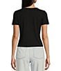 Color:Black - Image 2 - Short Sleeve Ribbed Knit T-Shirt