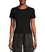 GB Short Sleeve Ribbed Knit Coordinating T-Shirt, Color:Black - Image 1