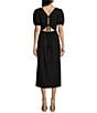 Color:Black - Image 2 - Short Sleeve Side Slit Midi Dress
