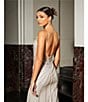 GB Sleeveless Scoop Neck Illusion Back Slit Hem Beaded Glitter Long Dress - Image 6