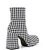 Color:Black/White - Image 2 - So-Retro Houndstooth Knit Platform Block Heel Booties