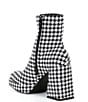Color:Black/White - Image 3 - So-Retro Houndstooth Knit Platform Block Heel Booties