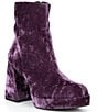 Color:Purple - Image 1 - So-Retro Velvet Platform Block Heel Booties