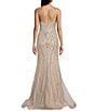 Color:Silver/Nude - Image 2 - Social Beaded Glam Overlay Long Dress