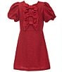 GB Social Big Girls Bow Front Bubble Sleeve Dress - Image 1