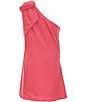 GB Social Big Girls Bow One Shoulder Linen Dress, Color:Hot Pink - Image 2