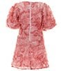 Color:Light Pink - Image 2 - Social Big Girls 7-16 Puff Short Sleeve Rosette Dress