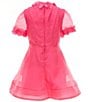 GB Social Big Girls 7-16 Short Sleeve Floral Applique Dress, Color:Neon Pink - Image 2