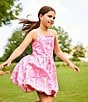 Color:Pink - Image 4 - Social Big Girls 7-16 Sleeveless Floral Bubble Hem Dress
