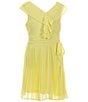 Color:Bright Yellow - Image 1 - Social Big Girls 7-16 Sleeveless V-Neck Ruffle Dress