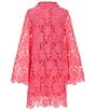 Color:Hot Pink - Image 2 - Social Big Girls 7-16 Family Matching Three Quarter Sleeve Eyelet Caftan Dress