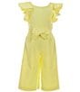 Color:Light Yellow - Image 1 - Social Big Girls 7-16 Tiered Ruffle Sleeve Jumpsuit