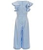 Color:Baby Blue - Image 2 - Social Big Girls 7-16 Tiered Ruffle Sleeve Jumpsuit