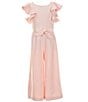 Color:Light Pink - Image 1 - Social Big Girls 7-16 Tiered Ruffle Sleeve Jumpsuit