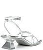 Color:Silver - Image 2 - Social-Ite Metallic Leather Sculpted Heel Dress Sandals