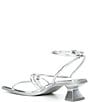 Color:Silver - Image 3 - Social-Ite Metallic Leather Sculpted Heel Dress Sandals