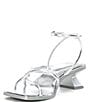 Color:Silver - Image 4 - Social-Ite Metallic Leather Sculpted Heel Dress Sandals