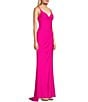 Color:Magenta - Image 3 - Social Jersey Ruched Lace-Up Back Long Dress