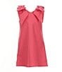 GB Social Little Girls Bow Shoulder Linen Dress, Color:Hot Pink - Image 1