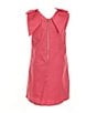 GB Social Little Girls Bow Shoulder Linen Dress, Color:Hot Pink - Image 2