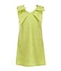 GB Social Little Girls Bow Shoulder Linen Dress, Color:Soft Chartreuse - Image 1
