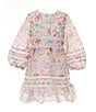 GB Social Little Girls Long Sleeve Lace Floral Print Dress, Color:Magenta Multi - Image 1