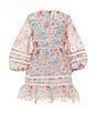 GB Social Little Girls Long Sleeve Lace Floral Print Dress, Color:Magenta Multi - Image 2