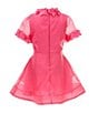 GB Social Little Girls 2-6X Short Sleeve Floral Applique Dress, Color:Neon Pink - Image 2