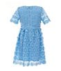 GB Social Little Girls Short Sleeve Floral Lace Dress, Color:Cornflower Blue - Image 2