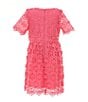 GB Social Little Girls Short Sleeve Floral Lace Dress, Color:Neon Pink - Image 2