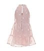 Color:Light Pink - Image 2 - Social Little Girls 2T-6X Family Matching Halter Pom Pom Tiered Dress