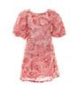 Color:Light Pink - Image 1 - Social Little Girls 2T-6X Puff Short-Sleeve Rosette Dress