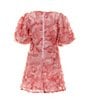 Color:Light Pink - Image 2 - Social Little Girls 2T-6X Puff Short-Sleeve Rosette Dress
