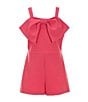 Color:Hot Pink - Image 1 - Social Little Girls 2T-6X Sleeveless Bow Romper