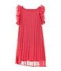 Color:Hot Pink - Image 1 - Social Little Girls 2T-6X Sleeveless Plisse Ruffle Dress