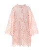 Color:Light Pink - Image 1 - Social Little Girls 2T-6X Family Matching Three Quarter Sleeve Eyelet Caftan Dress